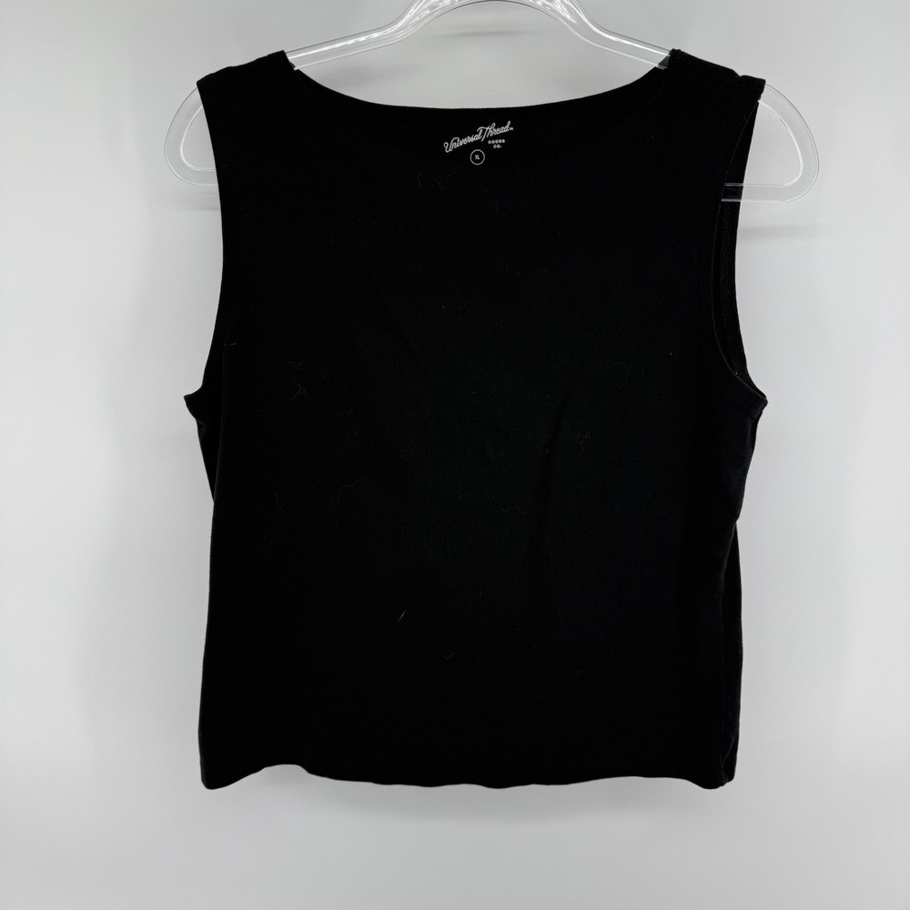 Universal Thread Womens Black Sleeveless Tank Top XL Ribbed Cotton Blend Casual